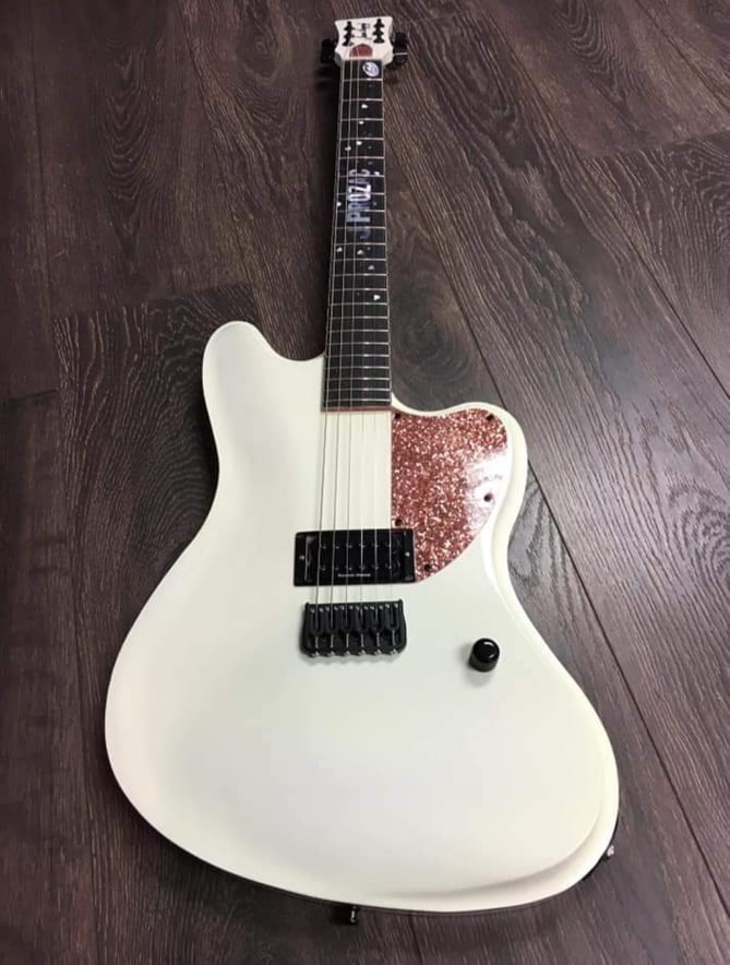 Custom white offset guitar